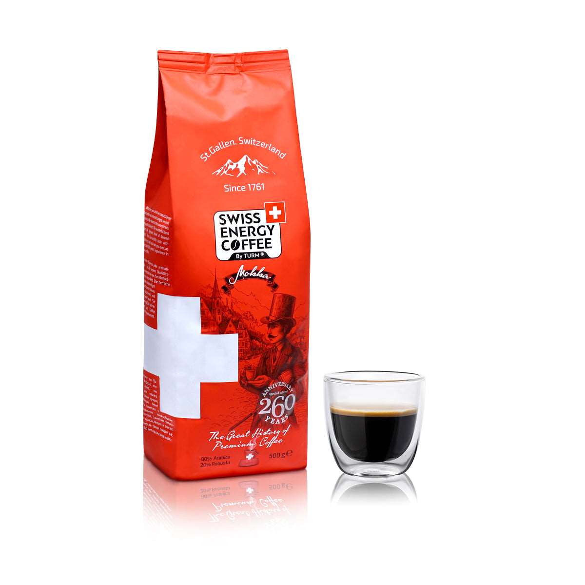Swiss Energy Coffee Mokka coffee beans 80% Arabica, 20% Robusta