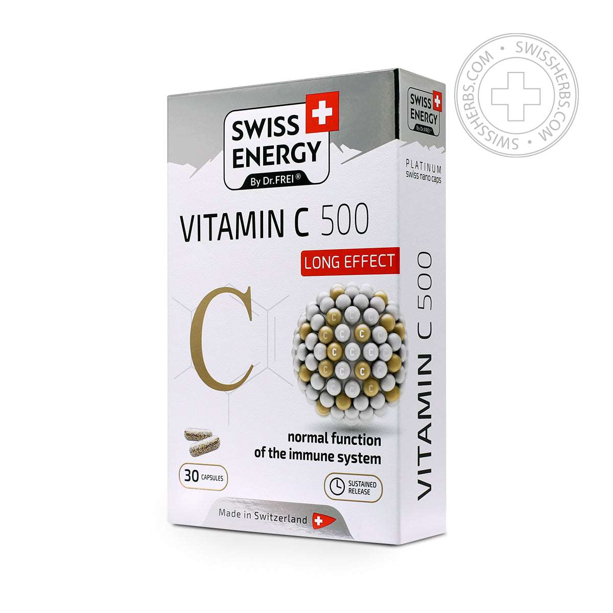 Swiss Energy, Vitamin C 500 mg, 30 herbal capsules blister Swiss Herbs