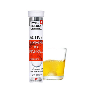 Swiss Energy, ACTIVE vitamin and mineral complex + Lycopene, tropical flavor, 20 effervescent tablets