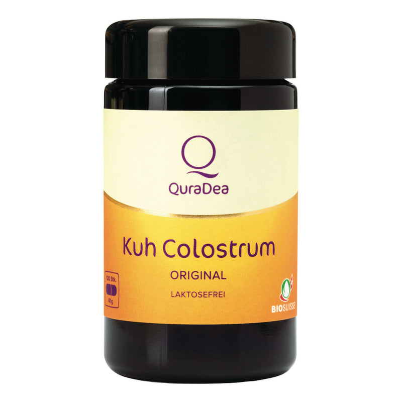 QuraDea Organic Cow Colostrum lactose-free probiotics based on cow colostrum, 120 capsules