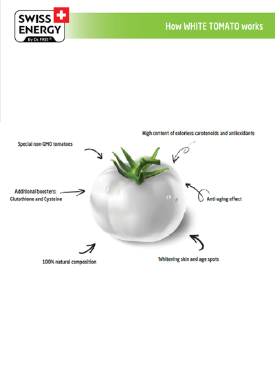 Swiss Energy WHITE TOMATO, 30 Capsules. Skin Whitening and Dark Spots Reductions