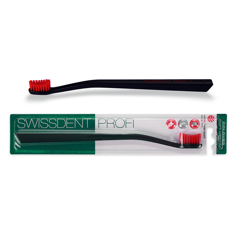 SWISSDENT PROFI COLOURS Toothbrush SOFT-MEDIUM (black&red)