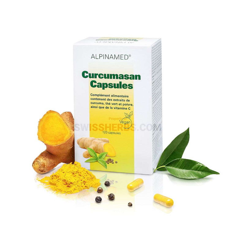 Alpinamed, Curcumasan turmeric, green tea and vitamin C antioxidant and immunostimulant, 120 veggie capsules
