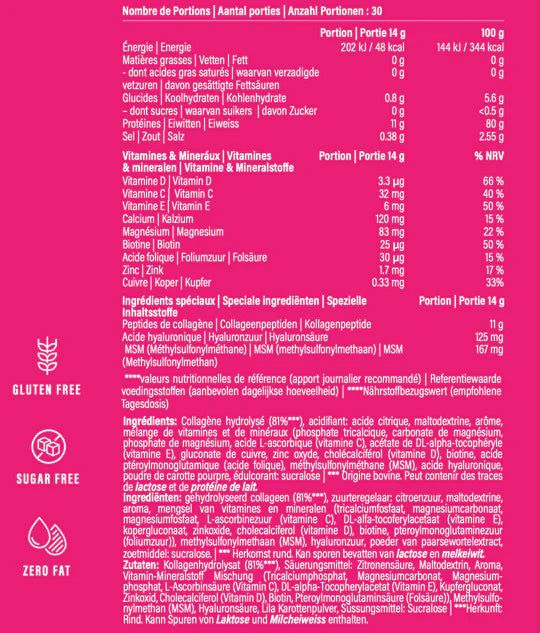 COLLAMIN DERM’NUTRITION kollagen för frisk hud, hår, leder och ben 480 g.