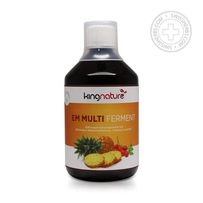 Kingnature EM Multiferment naturlig starter (fermenteret urte- og plantekoncentrat) med C-vitamin til immunsystemet, 500 ml.