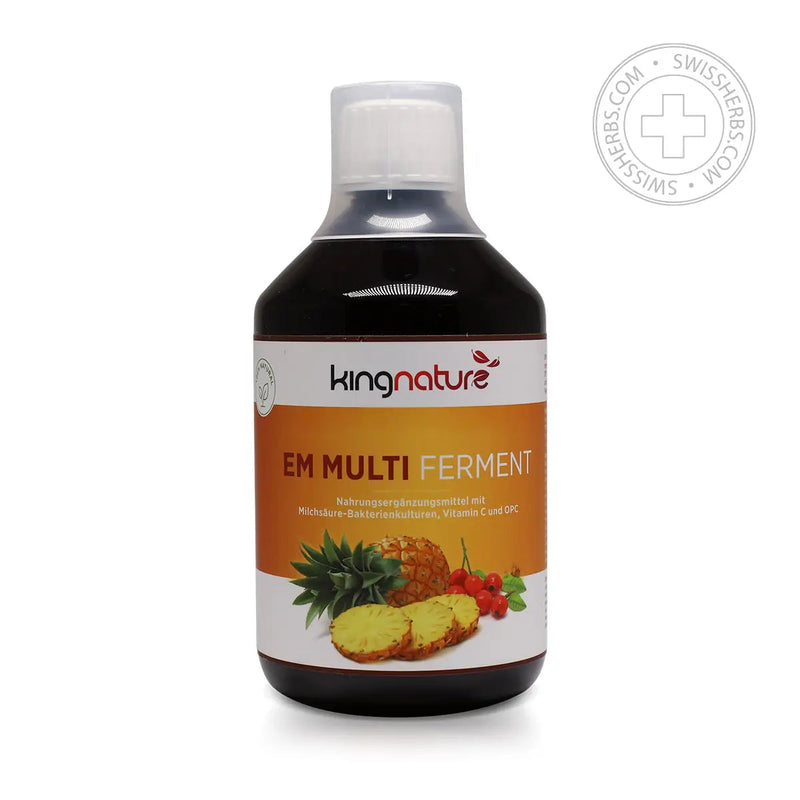 Kingnature EM Multiferment naturlig starter (jäst ört- och växtkoncentrat) med C-vitamin för immunförsvaret, 500 ml.