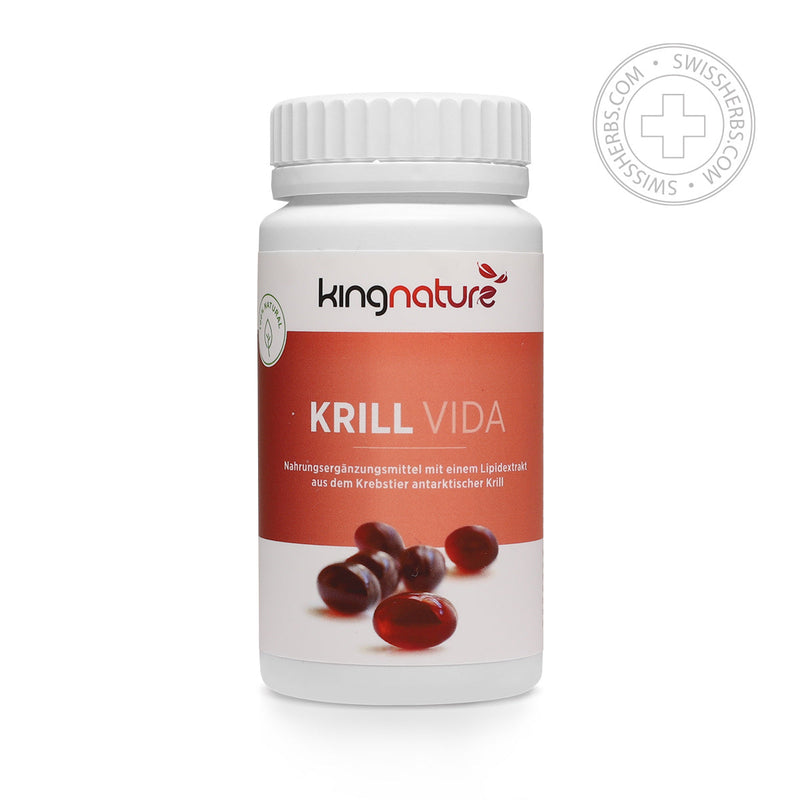 Kingnature Krill Vida Krillolja, EPA och DHA omega-3 fettsyror för det kardiovaskulära systemet, 120 kapslar