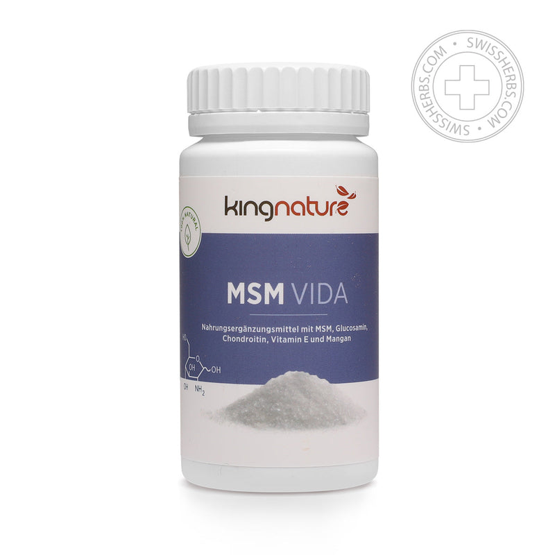 Kingnature MSM Vida Capsules органична сяра MSM, глюкозамин и хондроитин за стави и хрущяли, 60 капсули