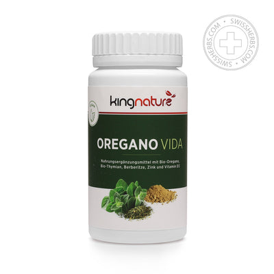 Kingnature 오레가노 Vida 오레가노, 면역 체계 지원을 위한 백리향 및 매자나무 추출물, 60 캡슐