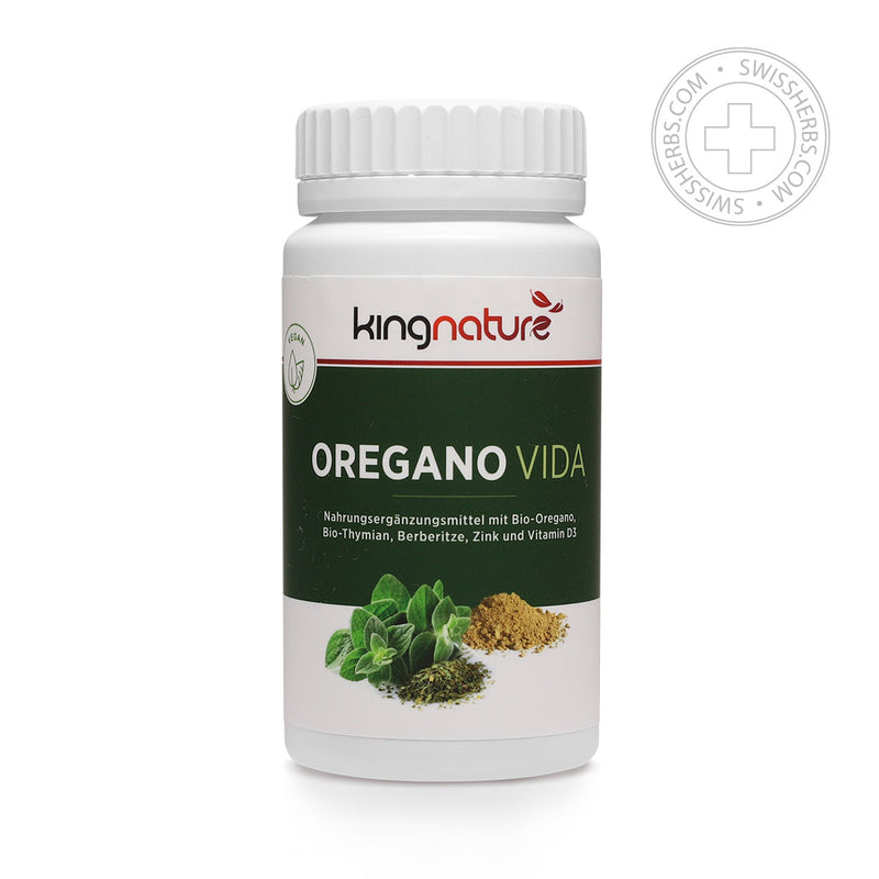 Kingnature Oregano Vida екстракт от риган, мащерка и берберис за подпомагане на имунната система, 60 капсули