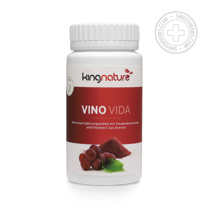 Kingnature Vino Vida vitamin C och druvkärneextrakt för ett hälsosamt immunförsvar, 90 kapslar