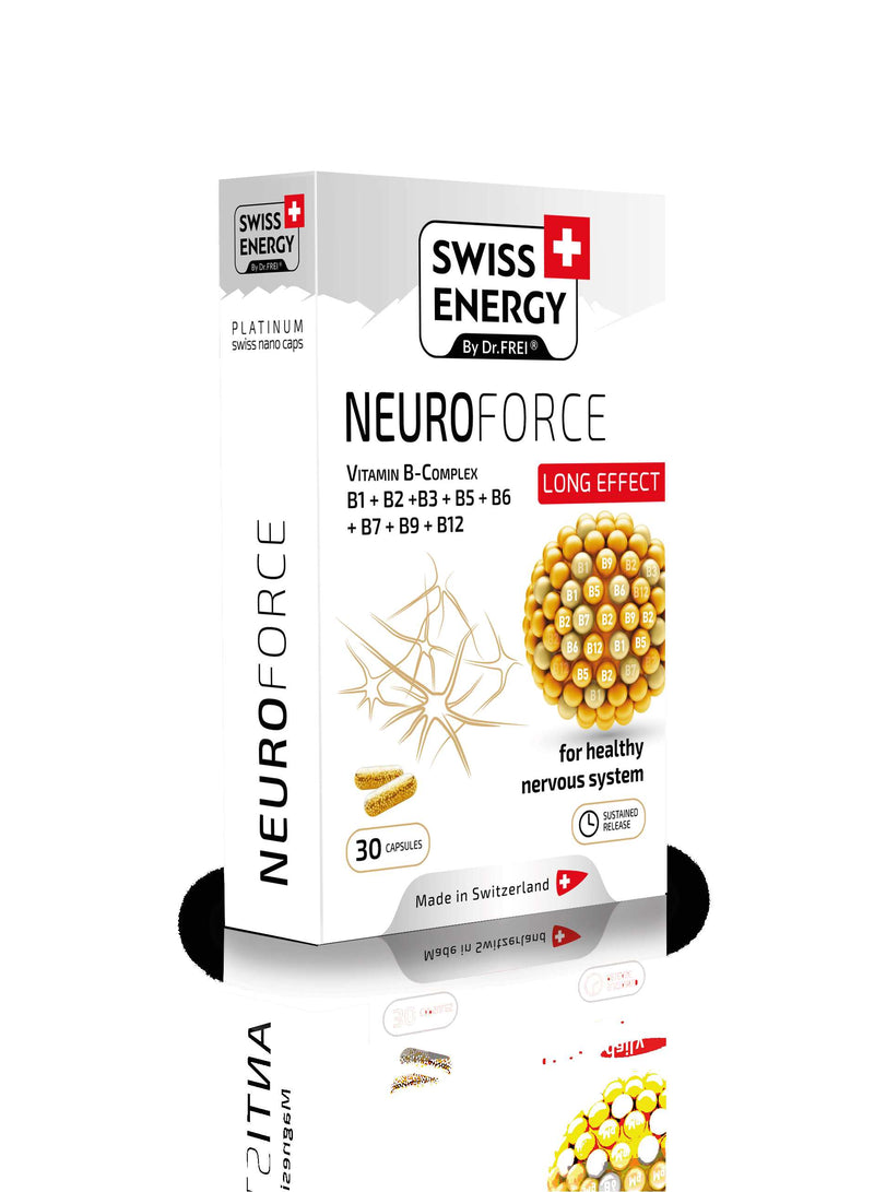 Swiss Energy, NEUROFORCE vitamin B-complex for a healthy nervous system, 30 sustained-release capsules, blister
