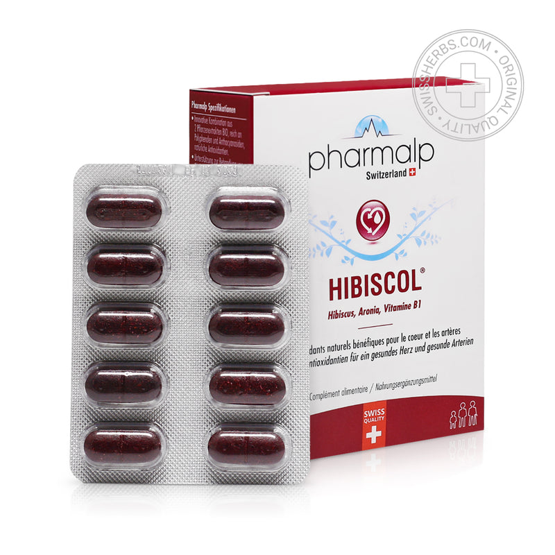 PHARMALP HIBISCOL 비타민 콤플렉스, 히비스커스와 아로니아 성분으로 건강한 심장과 동맥, 30캡슐