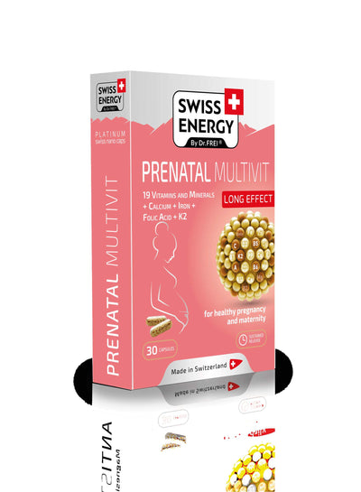 Swiss Energy, PRENATAL MULTIVIT 19 vitamins and minerals, healthy pregnancy and motherhood, 30 sustained-release capsules, blister