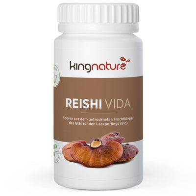 Kingnature Reishi Vida, estratto di funghi Reishi biologici per il supporto del sistema immunitario, 120 capsule
