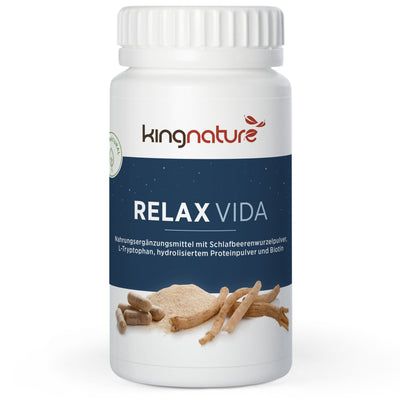 Kingnature Relax Vida, estratto di ashwagandha e proteine del latte idrolizzate per il supporto del sistema nervoso e della funzione mentale, 60 capsule