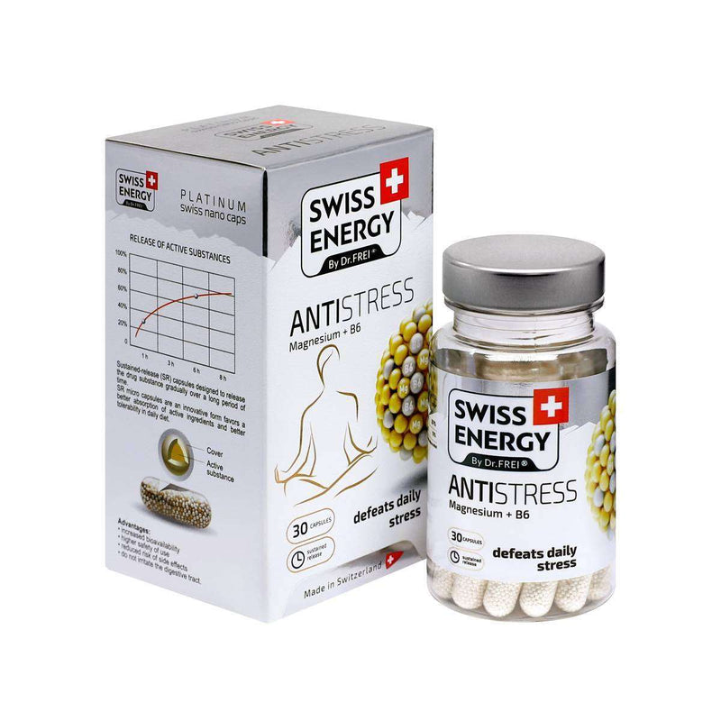 Swiss Energy, ANTISTRESS magnesium + B6 anti-stress vitamin complex, 30 sustained-release capsules