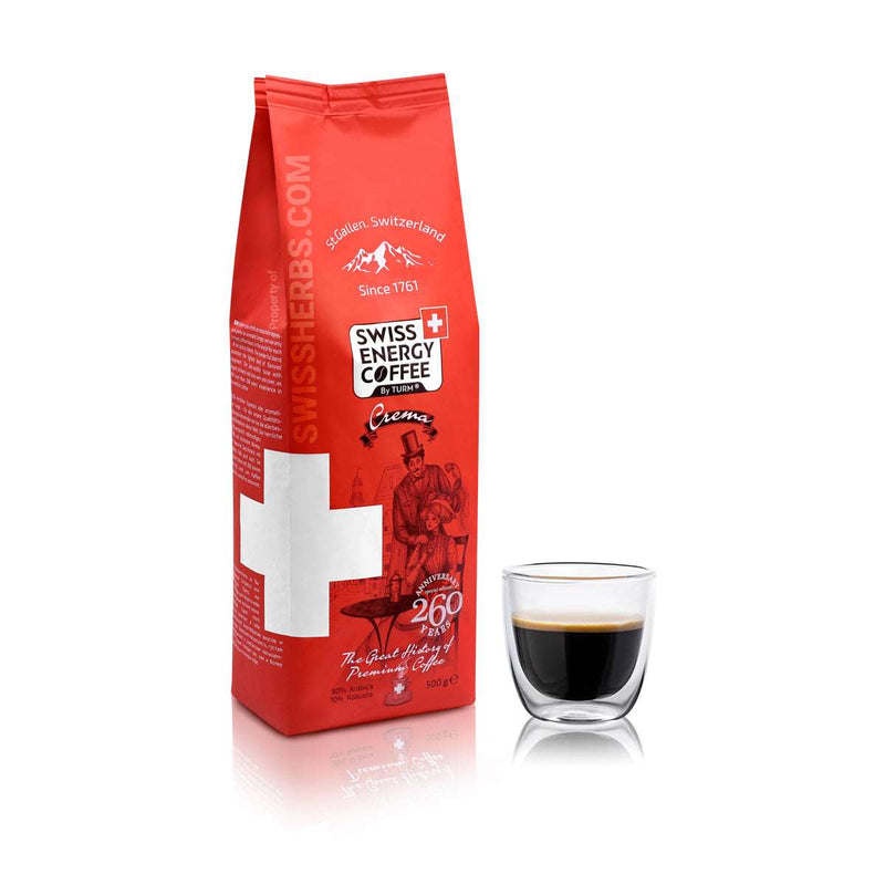 Swiss Energy Coffee Crema coffee beans 90% Arabica, 10% Robusta 500 gr