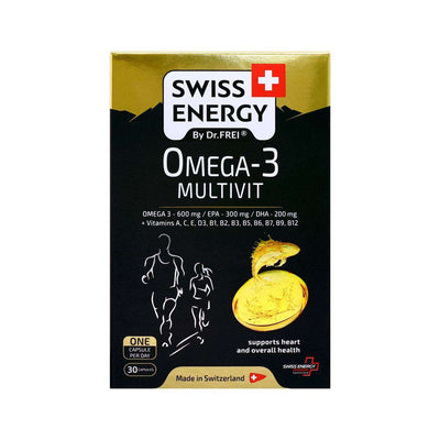 Swiss Energy, OMEGA-3 MULTIVIT, Omega-3 fatty acid complex and 12 essential vitamins, 30 capsules