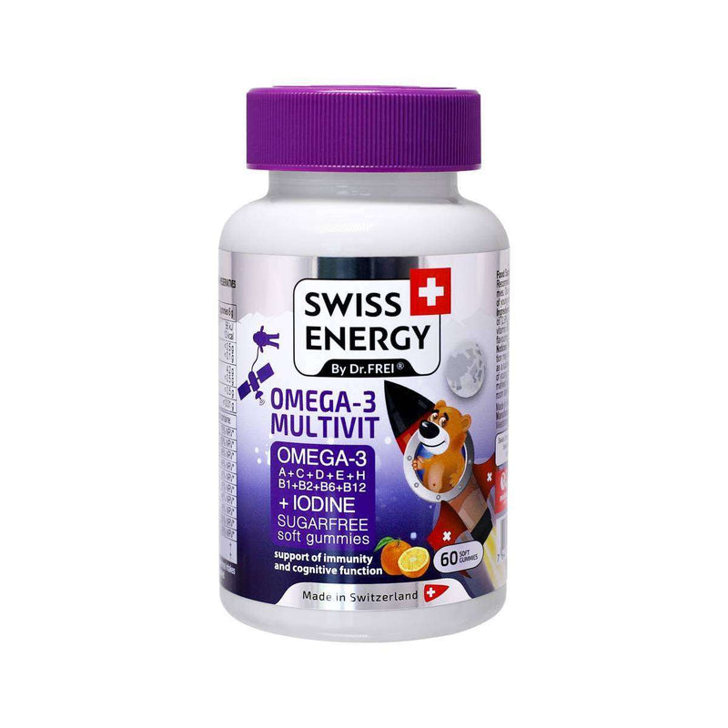 Swiss Energy, OMEGA-3 MULTIVIT, Omega-3 complex, vitamins and iodine, 60 soft gummies