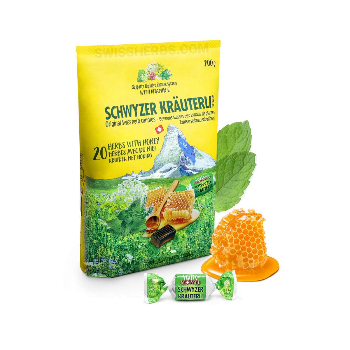Swiss Monte SCHWYZER KRÄUTERLI, cough and sore throat herbal lozenge