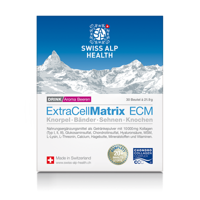 Swiss Alp Health Extra Cell Matrix ECM vitamin complex with protein for muscles and energy, 10 sachets with raspberry flavor