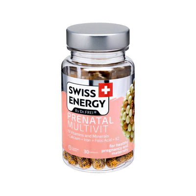 Swiss Energy, PRENATAL MULTIVIT 19 витамини и минерали, здравословна бременност и майчинство, 30 капсули с продължително освобождаване