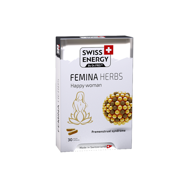 Swiss Energy, FEMINA HERBS, complex for relieve premenstrual syndrome, 30 sustained-release capsules