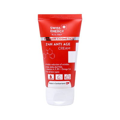 Swiss Energy, 24H ANTI AGE shea butter cream, vitamins and omega 3-6 cream, visible wrinkle reduction, 40 ml
