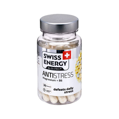 Swiss Energy, ANTISTRESS magnesium + B6 anti-stress vitaminkomplex, 30 kapslar med fördröjd frisättning