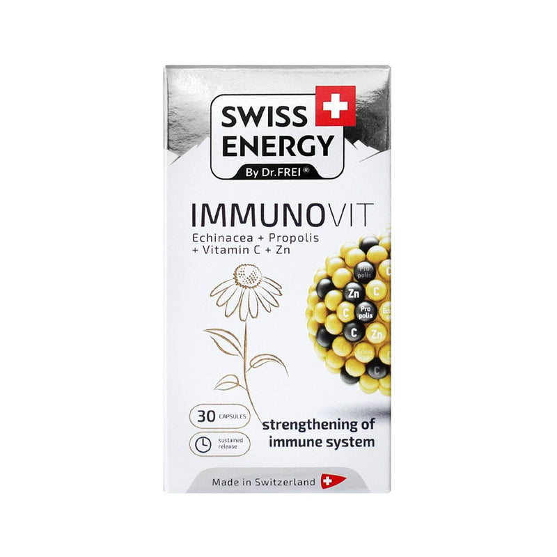 Swiss Energy, IMMUNOVIT Echinacea + Propolis + Vitamin C + Zn to enhance immunity, 30 sustained-release capsules
