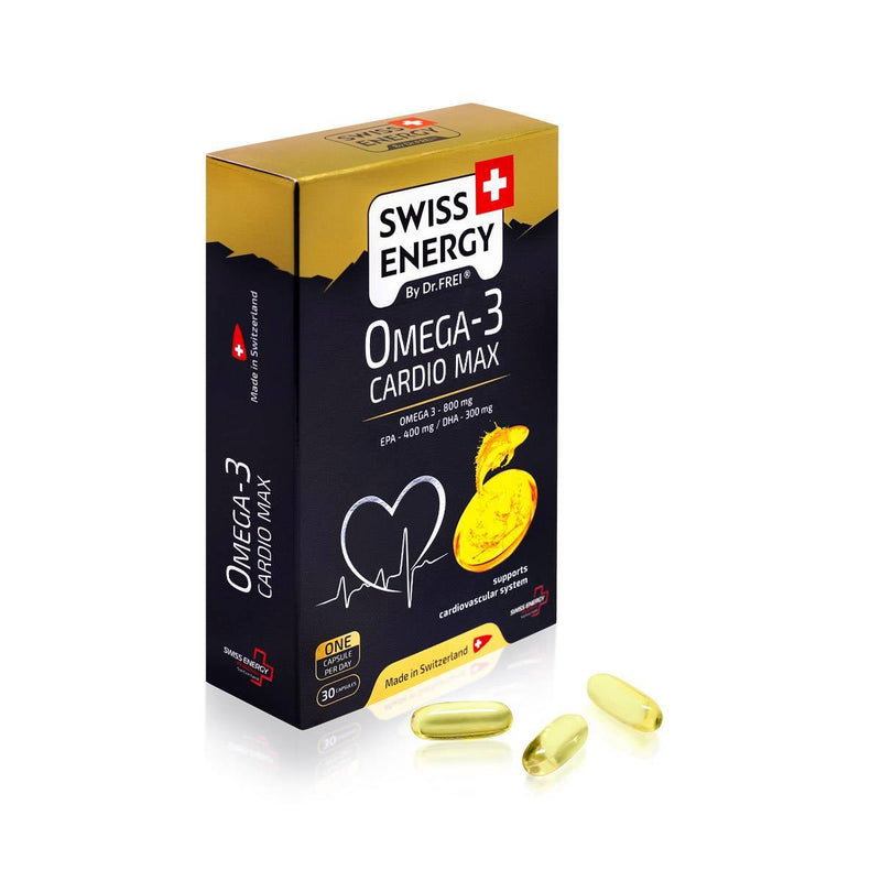 Swiss Energy, Omega-3 CARDIO MAX, kardiovaskulärt stöd, 30 kapslar