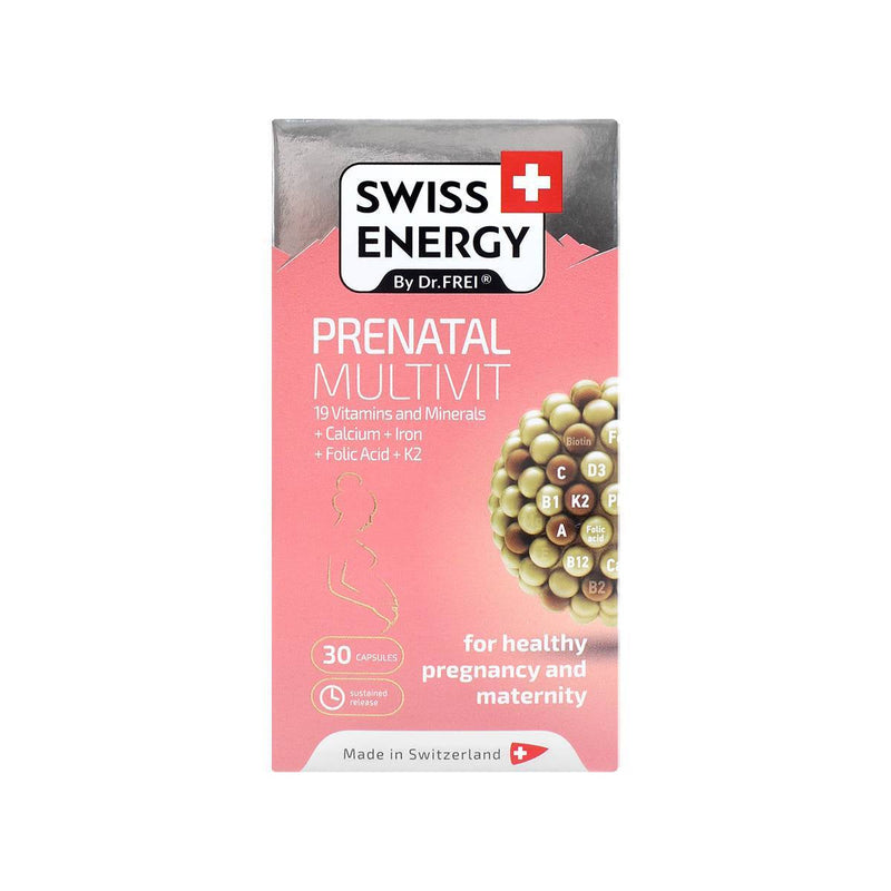 Swiss Energy, PRENATAL MULTIVIT 19가지 비타민과 미네랄, 건강한 임신과 출산, 30개의 서방형 캡슐