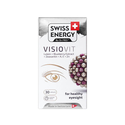 Swiss Energy, VISIOVIT Lutein + blåbärsextrakt, för frisk syn, 30 kapslar med fördröjd frisättning