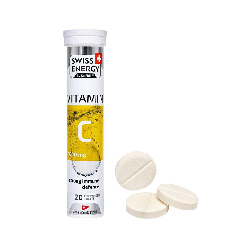 Swiss Energy, Витамин C 1000 mg с вкус на лимон, силна имунна защита, 20 ефервесцентни таблетки