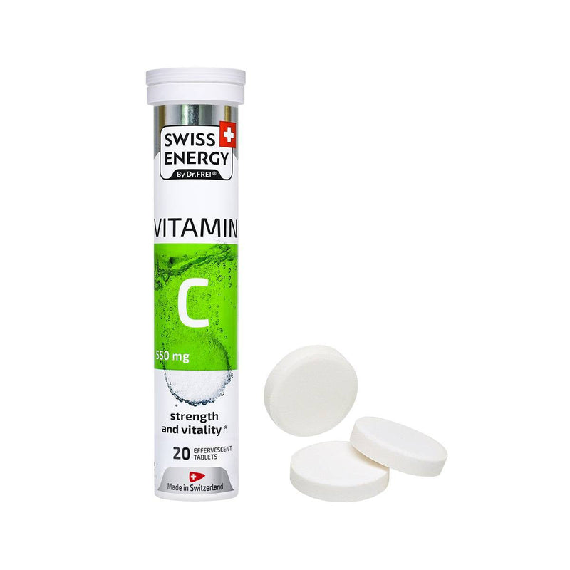 Swiss Energy, Vitamin C 550 mg, lemon flavor, energy and vitality, 20 effervescent tablets