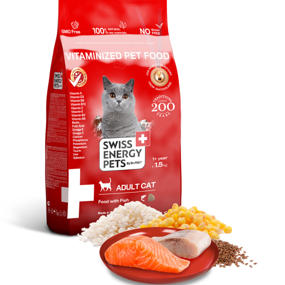 SWISS ENERGY PETS ADULT Храна за котки с риба 1,5 кг