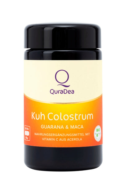 QuraDea Bio Cow Colostrum probiotika baserad på kokolostrum med guarana, 120 kapslar