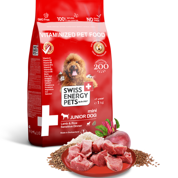 SWISS ENERGY PETS MINI JUNIOR DOG Agnello & Riso Sensitive Dinner 1,0 kg