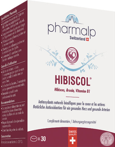 PHARMALP HIBISCOL 비타민 콤플렉스, 히비스커스와 아로니아 성분으로 건강한 심장과 동맥, 30캡슐