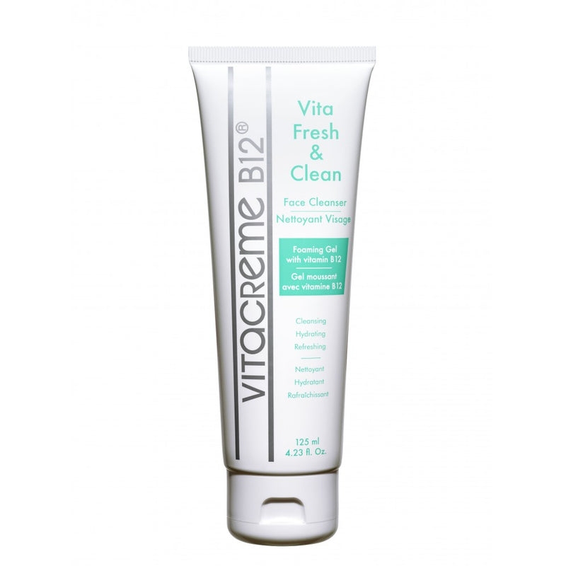Vitacreme B12 Vita Fresh & Clean 얼굴과 목을 위한 안티에이징 클렌징 및 보습 젤 무스, 125ml.