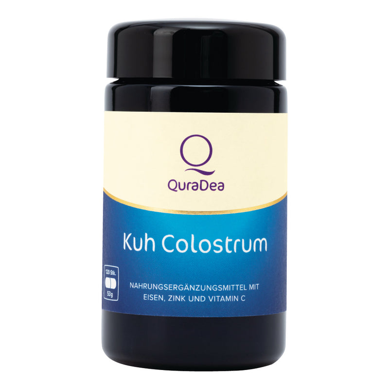 QuraDea Cow Colostrum probiotika baseret på ko colostrum med jern og zink, 120 kapsler